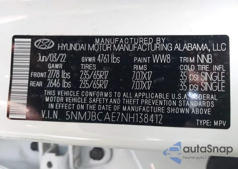 2022 Hyundai Tucson Sel из США, поврежденный, VIN 5NMJBCAE7NH138412